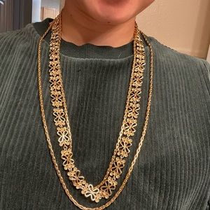 Monet signed layered necklace gold tone.